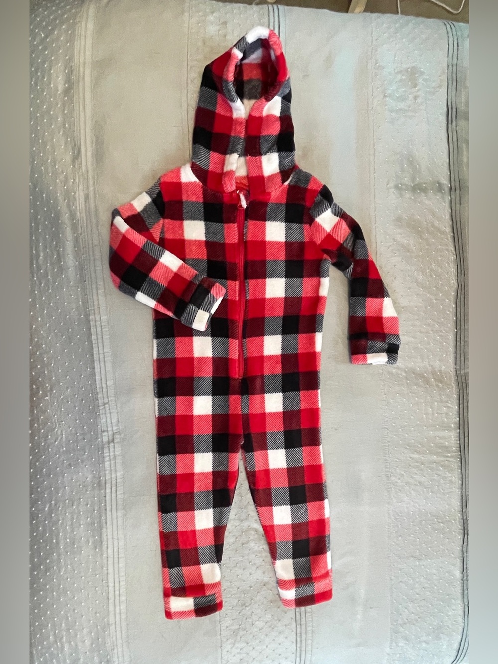 Dip Kids Unisex Red Black Buffalo Plaid Hooded One-Piece size 4T